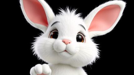 An adorable white rabbit figurine with pink ears and a sweet expression on a neutral background.