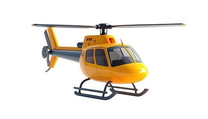 Bright yellow and gray helicopter rendered against a black background