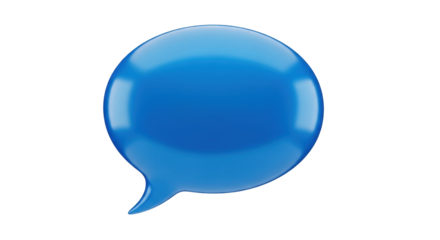 Isolated blue speech bubble, communication concept, thought balloon for message, dialog