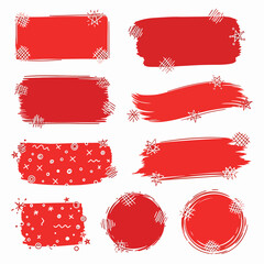 Set of red and white paint splashes