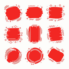 Set of red and white paint splashes