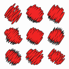 Set of red and white paint splashes