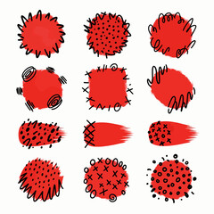 set of red ink stains