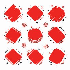 set of red grunge labels