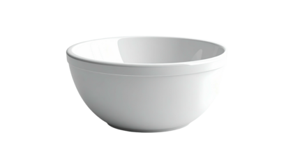 A simple, white, ceramic bowl with a clean, curved form, isolated on black