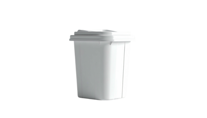 A generic white bin with a matching lid, isolated against a black backdrop