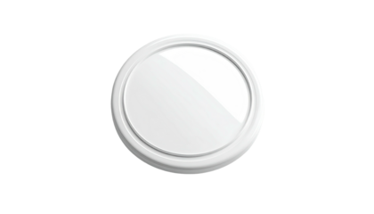 Glossy white, circular object with subtle gradient, on stark black background