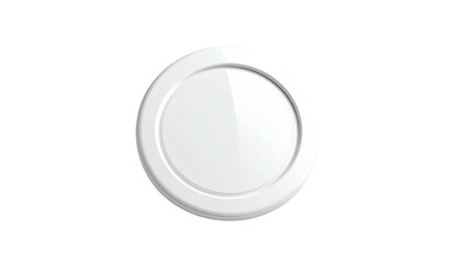 A glossy white circular device with a raised rim, centered on a black backdrop