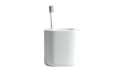 A white toothbrush in a holder on a black background