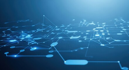 Abstract futuristic digital network connections data flow blue glow technology