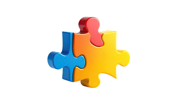 Three colorful jigsaw puzzle pieces assembled, set against a black background - Powered by Adobe