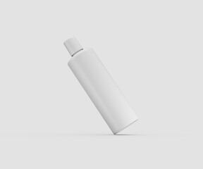 Clean white shampoo bottle mockup, ideal for product branding. 3d illustration