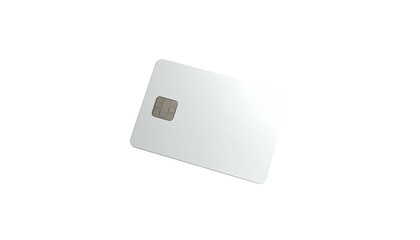 A plain, white rectangular card with a chip, floating against a black background