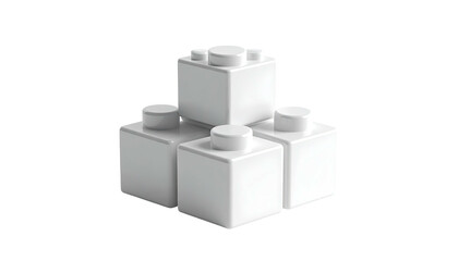 Naklejka premium White plastic toy blocks stacked in a simple structure against a black background