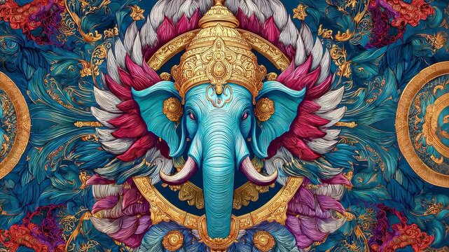 Vibrant Elephant Mandala Art with Ornate Details