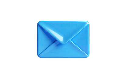 Glossy, light blue, 3D rendered envelope floating against a stark black backdrop