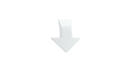 A glossy white arrow pointing downward against a black background