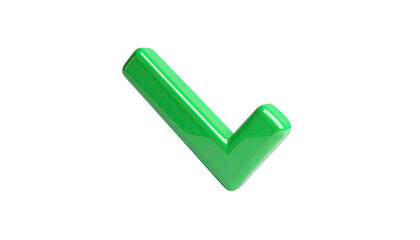 Shiny, three-dimensional green checkmark isolated on a black background