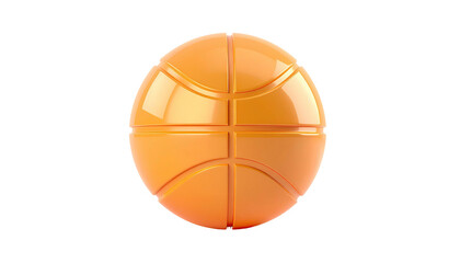 Glossy orange sphere, basketball design with black background. Clean rendering