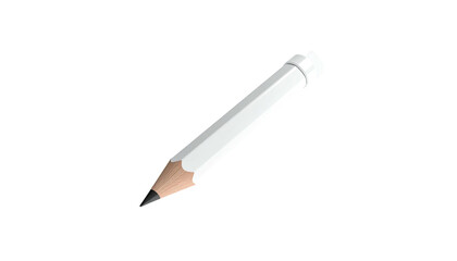 Isolated white pencil angled right, against a stark black background, 3D rendered