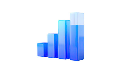 3D rendered blue bars, ascending in size, with a shiny gradient, on black background