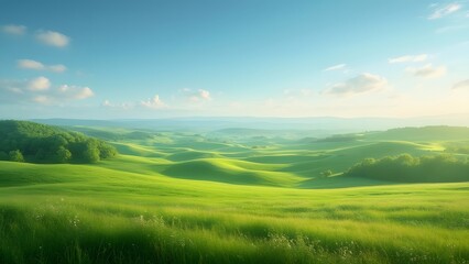 Obraz premium Serene Rolling Green Hills Landscape Photography
