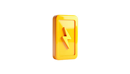 3D-rendered yellow energy icon, glowing on black background