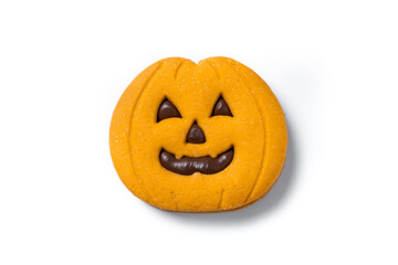 Halloween pumpkin cookie with chocolate