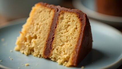 Delicious Chocolate Frosted Cake Slice Closeup Photography