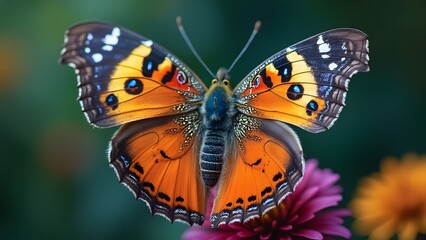Vibrant Orange Butterfly on Purple Flower Macro Photography