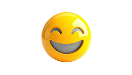 Fototapeta premium 3D rendered smiley face, glossy finish, wide smiling expression, isolated