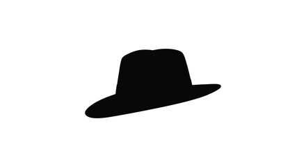 Classic black fedora hat silhouette isolated on white for timeless style and fashion projects silhouette