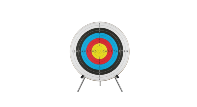 Isolated archery target with a bullseye for sport training and competition readiness