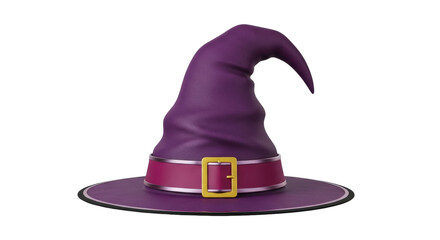Isolated purple witch hat with buckle, a charming Halloween accessory, stylish design