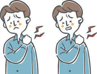 肩こりに悩む男性　上半身　ベクター
