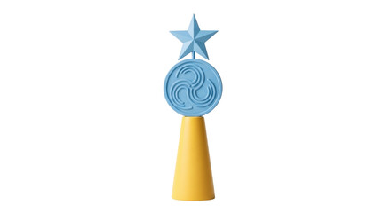 Isolated Award Trophy with Star, Circle, and Cone for Recognition, Celebration, Winner
