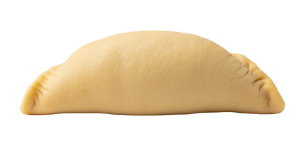 Isolated savory pastry dough pocket, filled turnover, ready to bake, savory stuffing inside