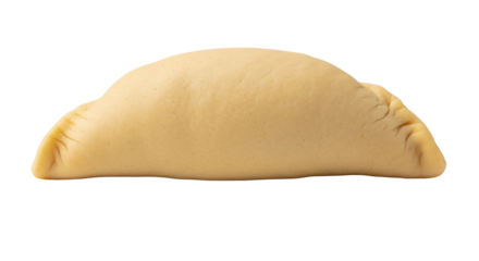 Isolated savory pastry dough pocket, filled turnover, ready to bake, savory stuffing inside