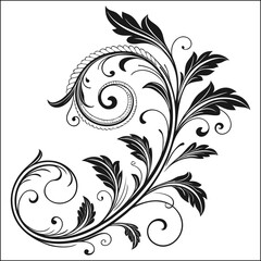 Vintage Floral Ornament Set – Decorative Leaf and Swirl Design Elements