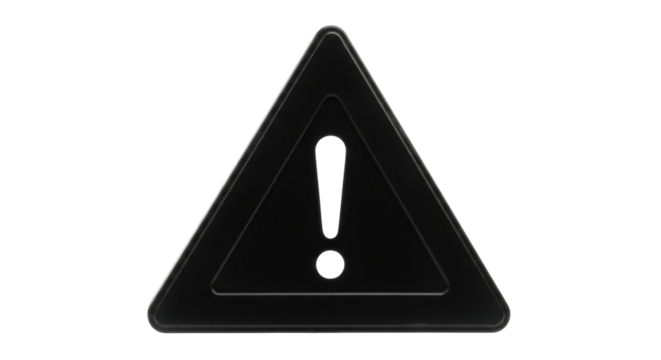 Isolated black warning sign a danger notification with an exclamation point inside the triangle