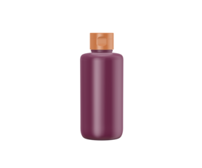 Purple cosmetic bottle with orange flip top cap for beauty products. 3d illustration