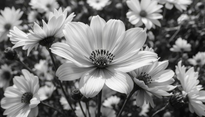 A close-up of monochrome flowers, shot with surgical precision and in a fabulous manner in the void, looks like a fragment of a botanical archive from the future. Organic Beauty