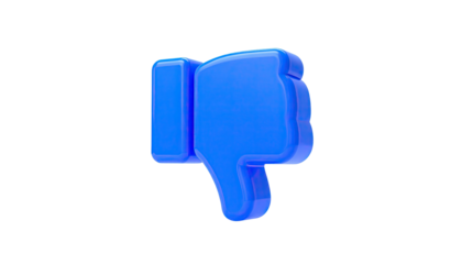 A 3D rendering of a blue thumb pointing down against a black background