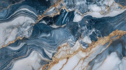 Fototapeta premium Azure-White Marble Surface with Golden Veins and Natural Texture for Modern Interior Art Design