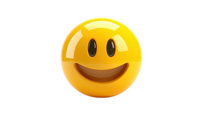 A glossy, yellow sphere with smiling face emojis isolated on a black background