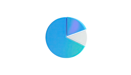 A gradient blue pie chart against a stark black background, showing data segments