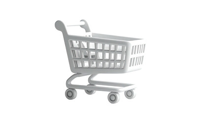 3D rendered white shopping cart, isolated on black background