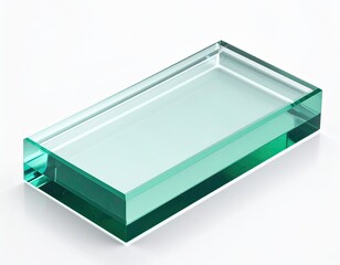 Rectangular clear glass brick with slight green tint