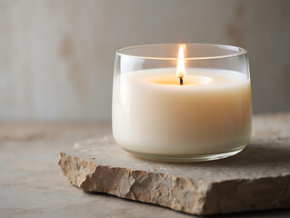 Spa candle and essential oil with dried flowers