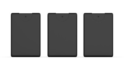 Black pocket perfume mockup, fragrance sample tester container mock up for branding, 3d illustration.